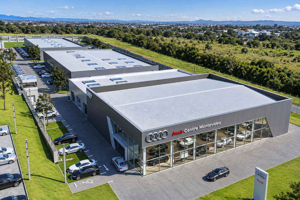 Proyecto de estructura de acero para la planta de ensamblaje de automóviles Audi en Uruguay